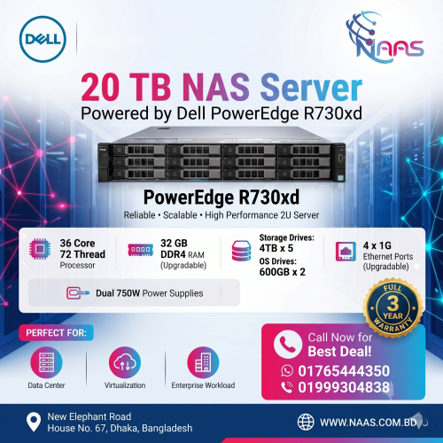 Dell PowerEdge R730xd 20TB NAS Server